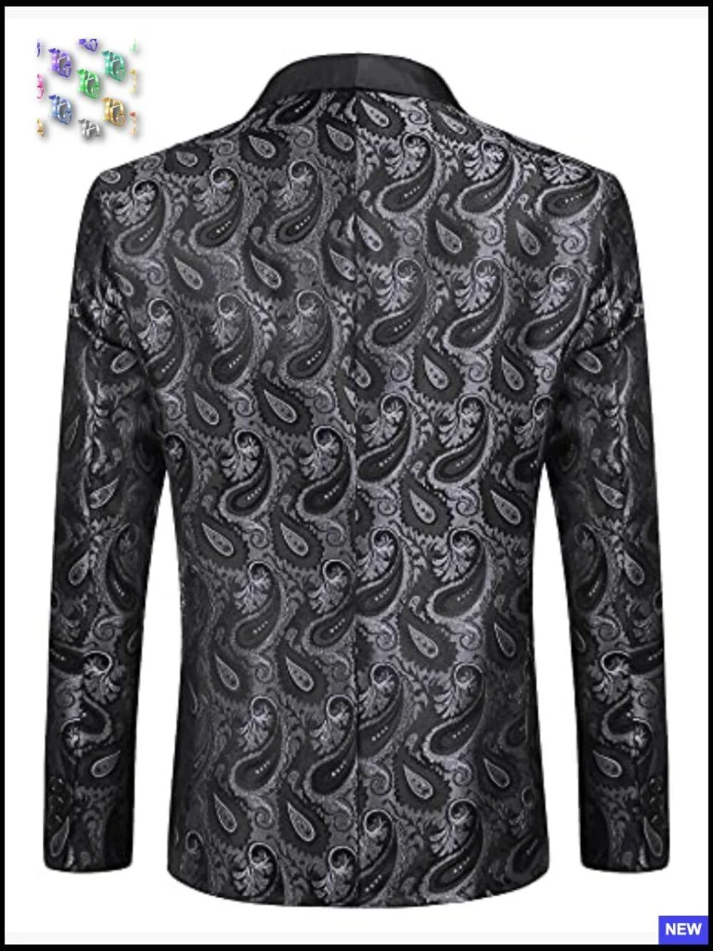 Floral Tuxedo Jacket Shawl Lapel Slim Fit Formal Blazer Prom Wedding Dinner